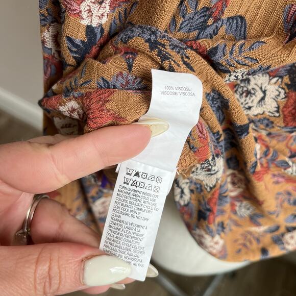Lucky Brand Brown Floral Cottagecore Prairie Boho Blouse Size M - Picture 10 of 10